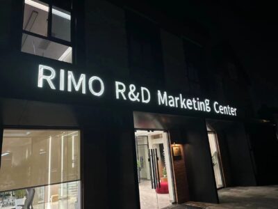 RIMO R&D Marketing Center custom signage project